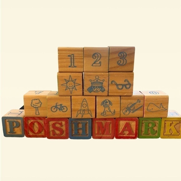 Other - COTTAGECORE Wooden Blocks With Letters, Numbers And Images